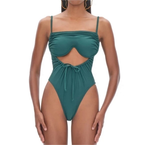 Andrea Iyamah NWT Swimsuit Women's Tiaca One Piece Swimsuit in Forest Green XS - Picture 1 of 7